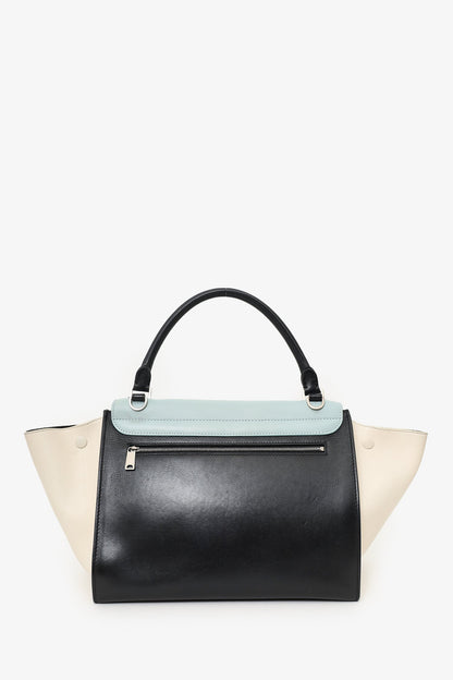 Celine Blue/Green Leather Small Trapeze Bag with Strap