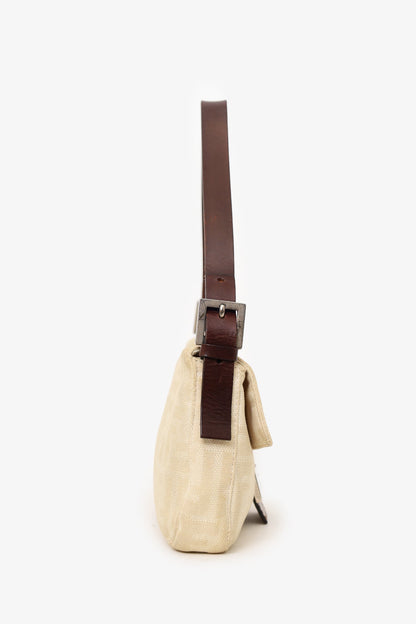 Fendi Beige FF Zucca Canvas Baguette Shoulder Bag