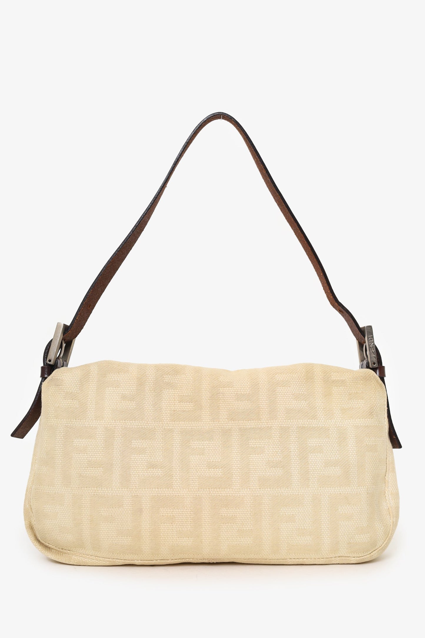 Fendi Beige FF Zucca Canvas Baguette Shoulder Bag