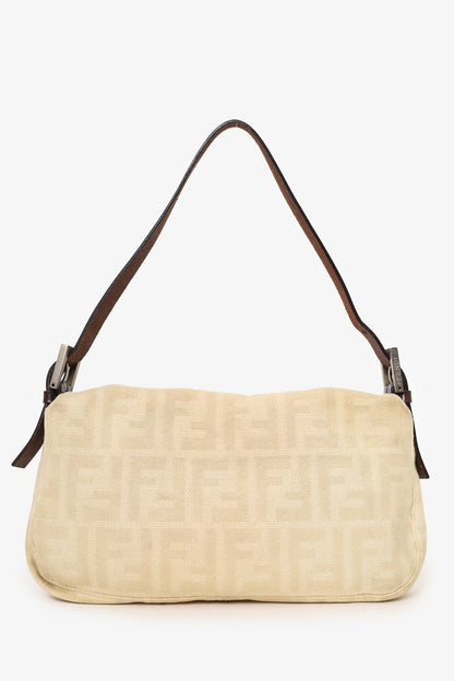 Fendi Beige FF Zucca Canvas Baguette Shoulder Bag