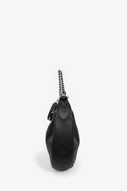 Louis Vuitton Black Mahina Leather Monogram 'Baia' Chain Shoulder Bag with Strap + Coin Pouch