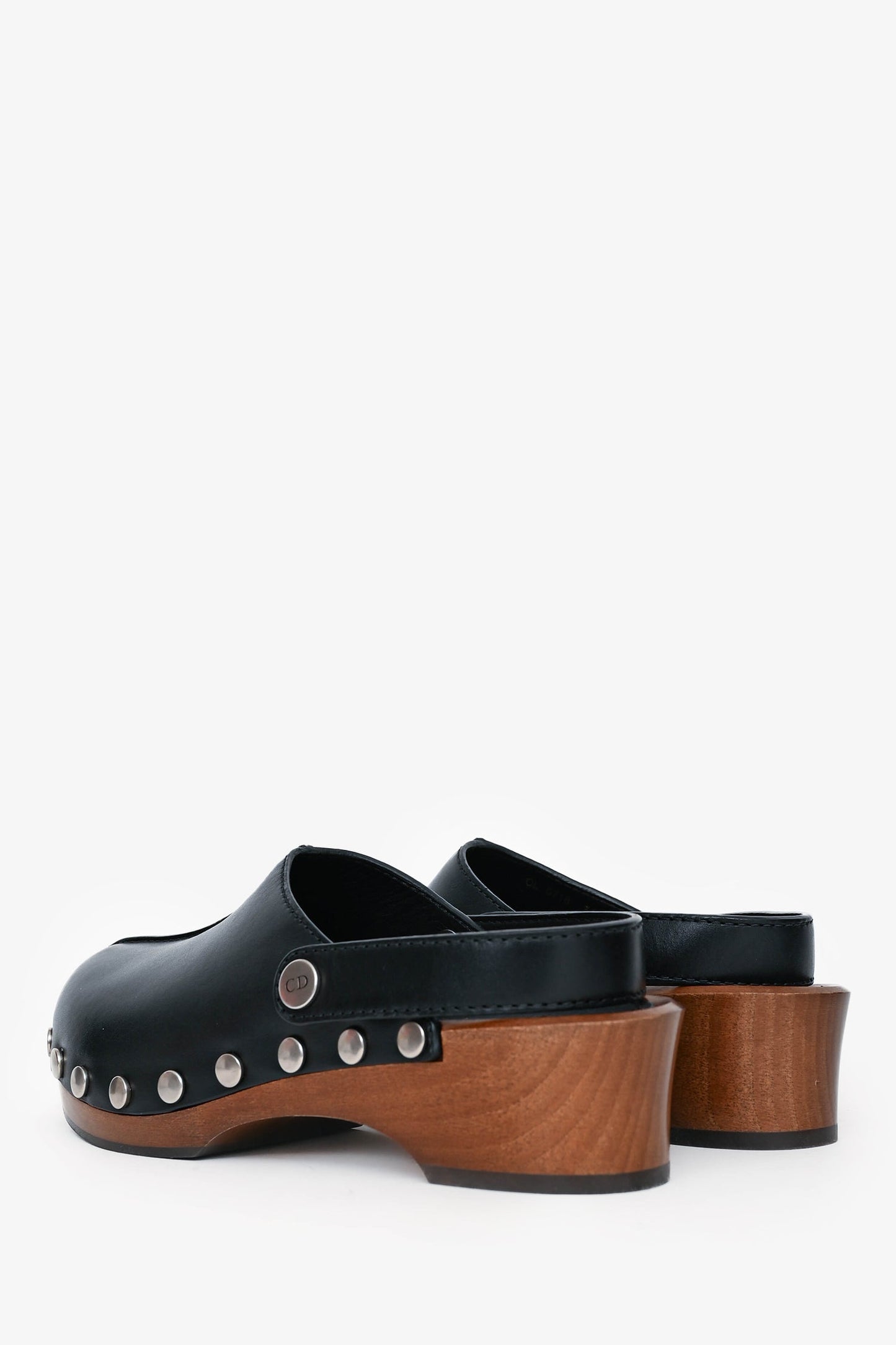 Christian Dior Black Leather Diorquake Clogs Size 37