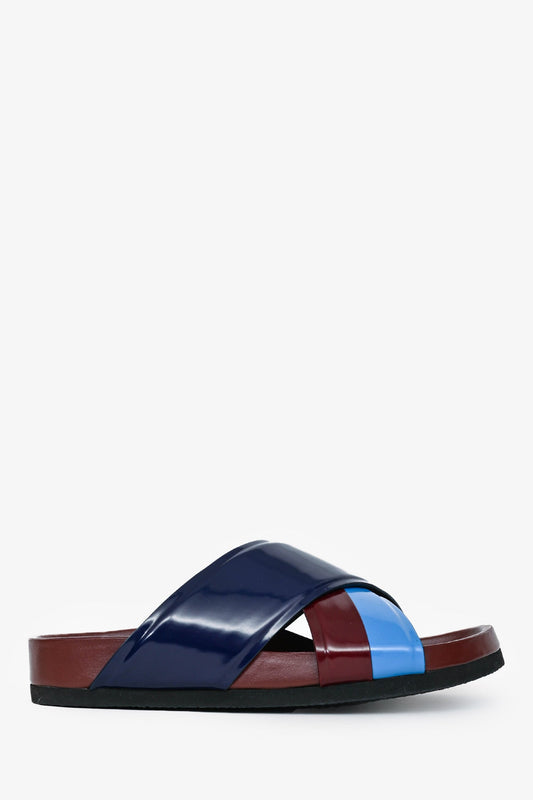 Celine Burgundy/Blue Leather Criss Cross Sandals Size 36