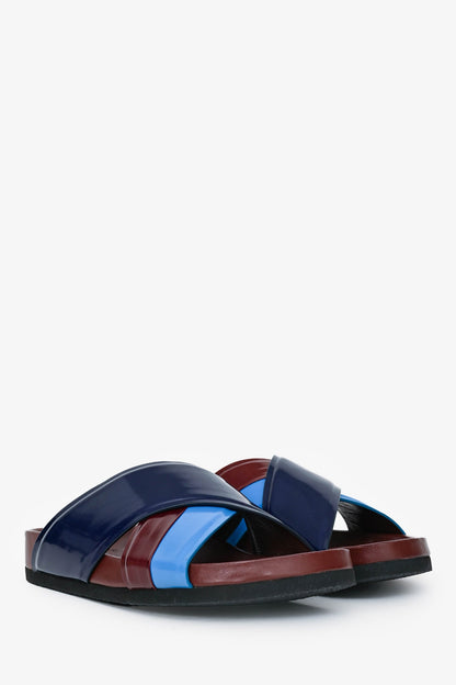Celine Burgundy/Blue Leather Criss Cross Sandals Size 36