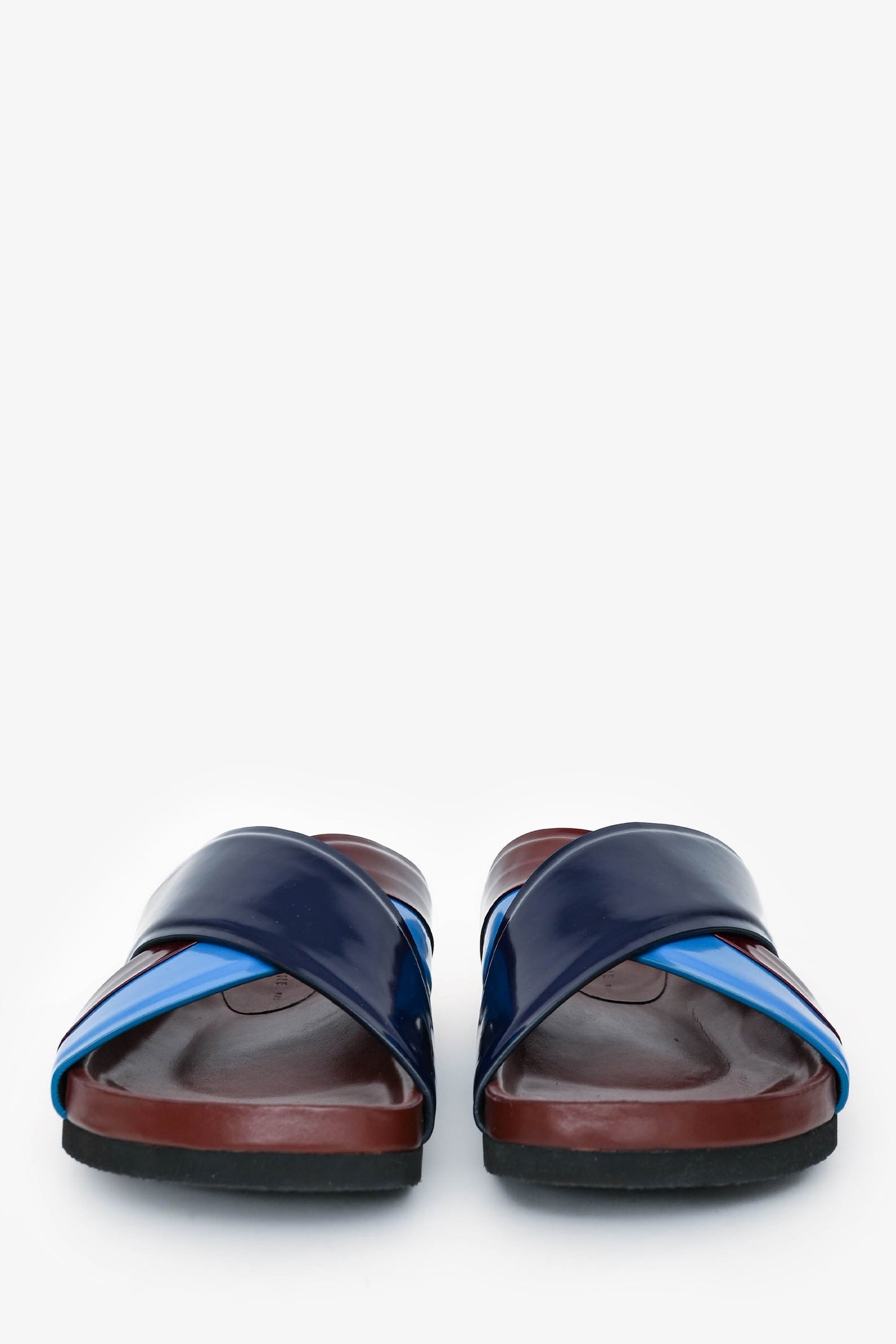 Celine Burgundy/Blue Leather Criss Cross Sandals Size 36