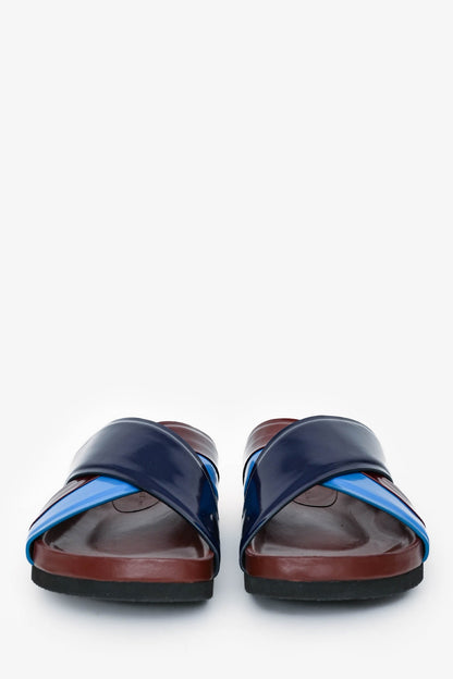 Celine Burgundy/Blue Leather Criss Cross Sandals Size 36