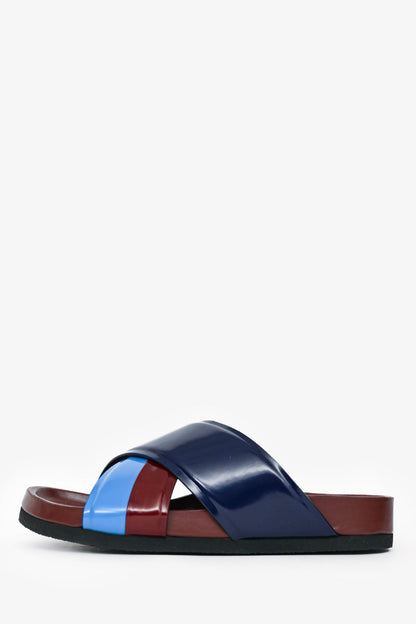 Celine Burgundy/Blue Leather Criss Cross Sandals Size 36