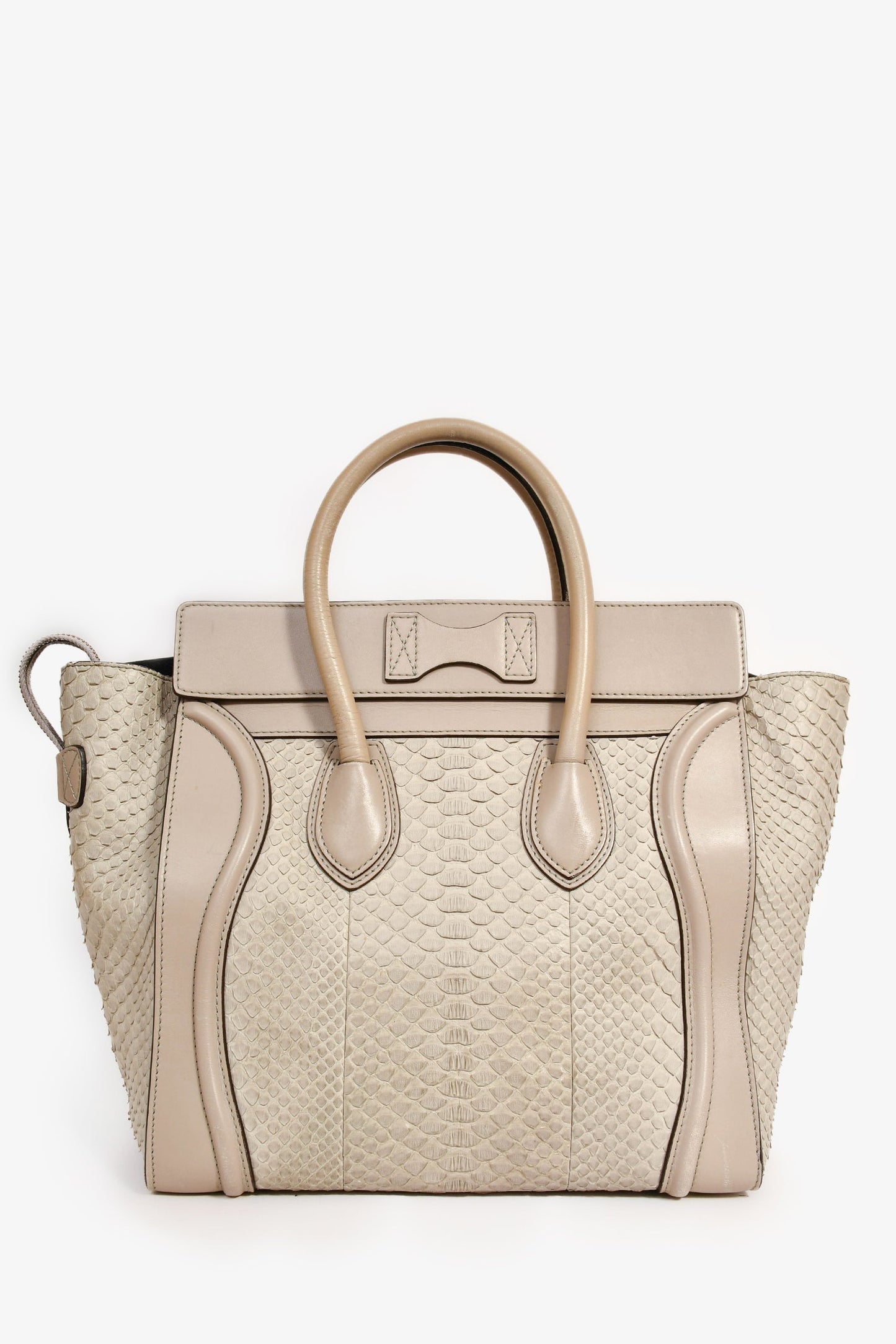 Celine Grey Leather Snakeskin Mini Luggage Bag (As Is)