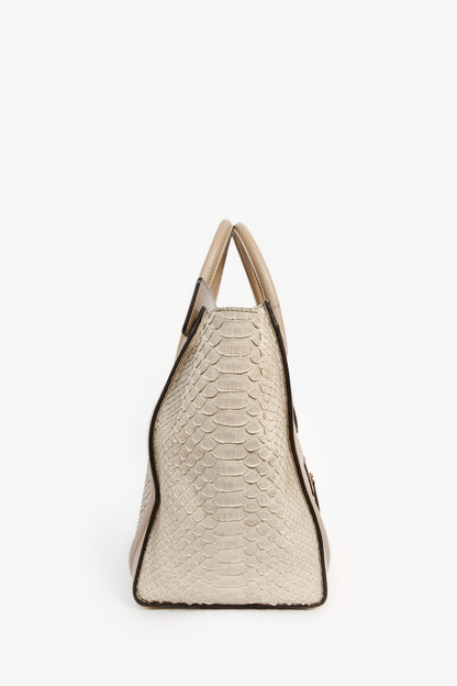 Celine Grey Leather Snakeskin Mini Luggage Bag (As Is)