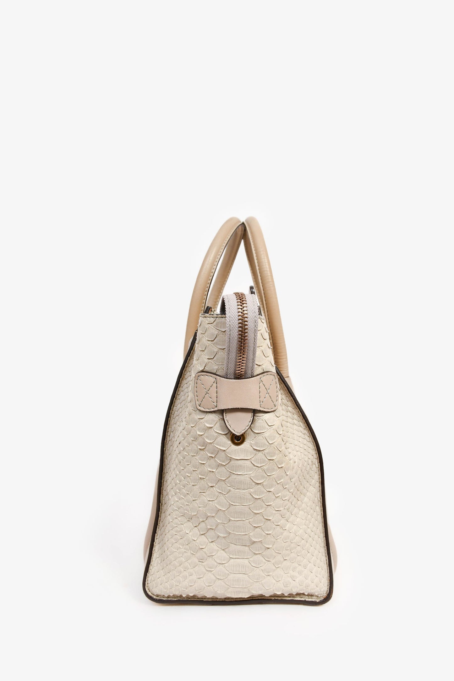 Celine Grey Leather Snakeskin Mini Luggage Bag (As Is)