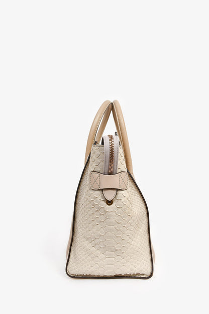 Celine Grey Leather Snakeskin Mini Luggage Bag (As Is)