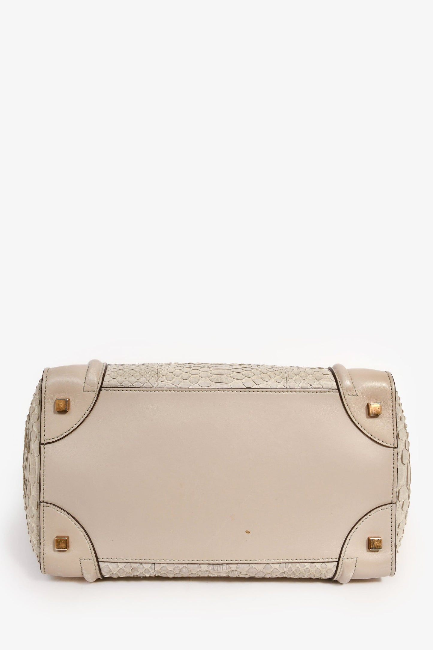 Celine Grey Leather Snakeskin Mini Luggage Bag (As Is)