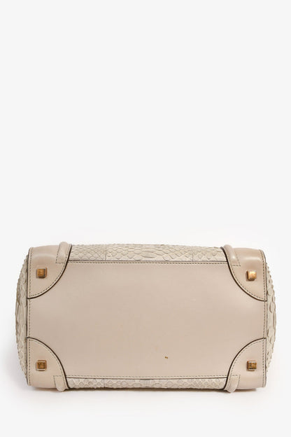 Celine Grey Leather Snakeskin Mini Luggage Bag (As Is)