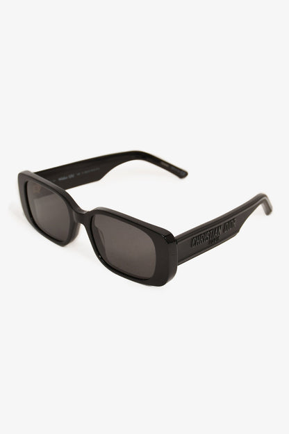 Christian Dior Black Acrylic Logo Rectangle Sunglasses