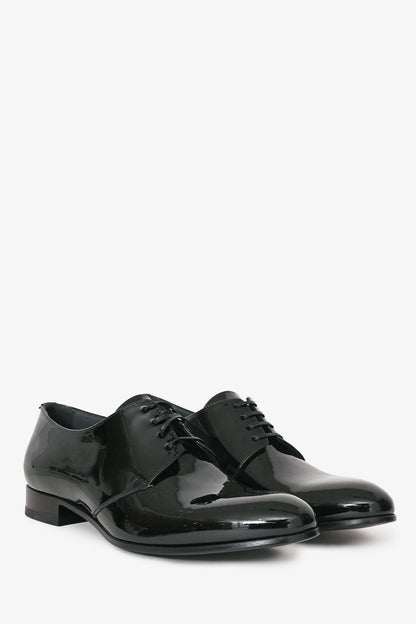 Christian Dior Black Patent Leather Derby Shoes Size 38