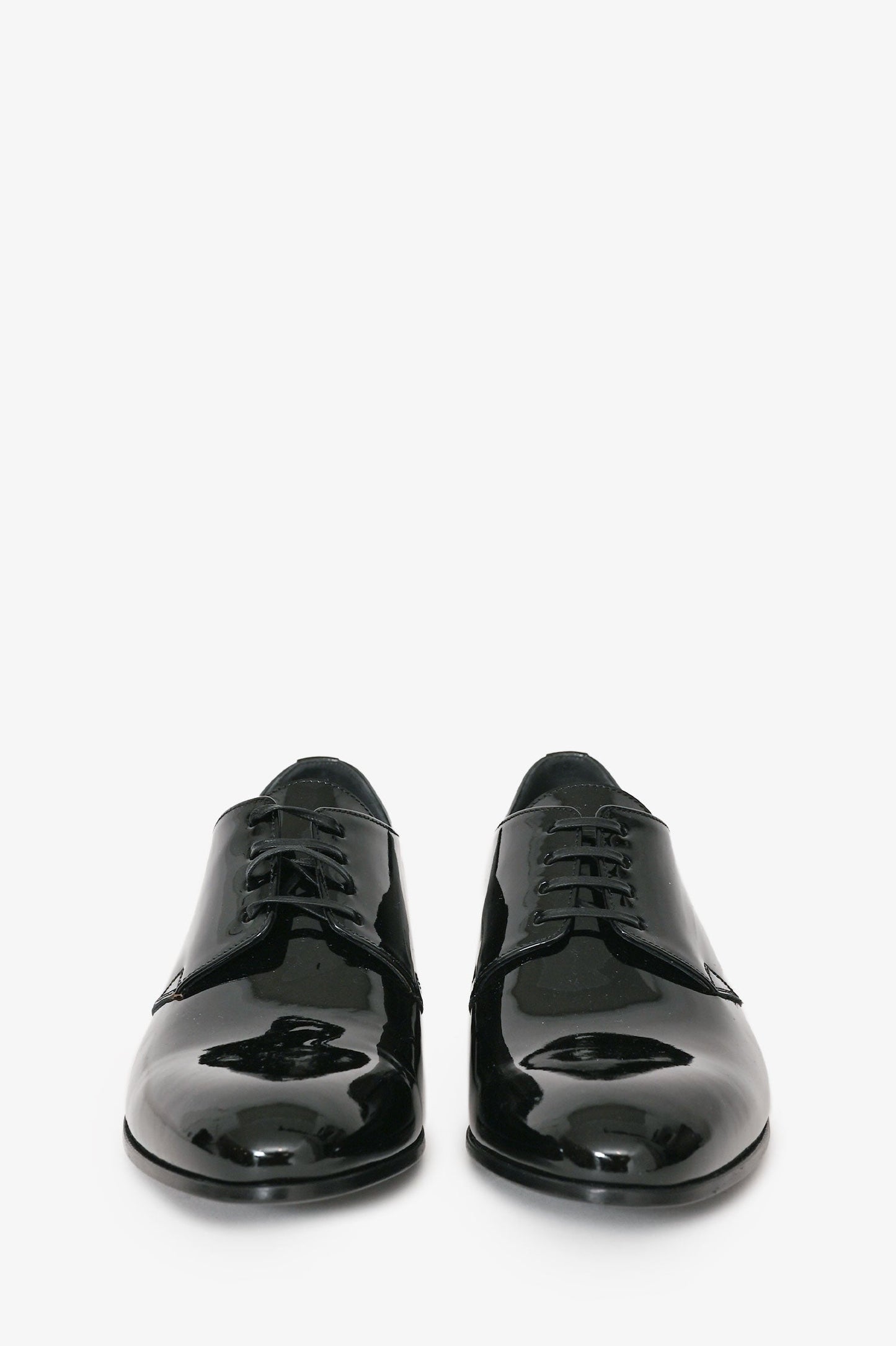 Christian Dior Black Patent Leather Derby Shoes Size 38