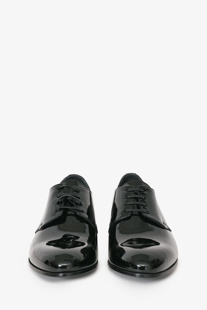 Christian Dior Black Patent Leather Derby Shoes Size 38