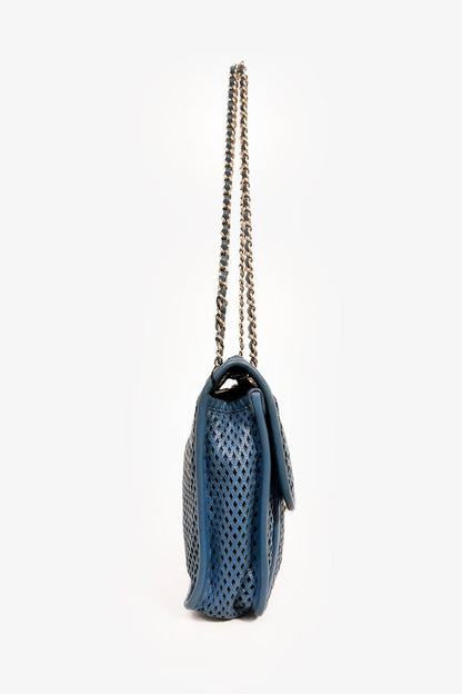 Chanel™ 2013C Blue Perforated 'Up In The Air' Small Front Flap Crossbody