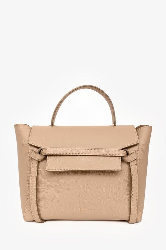 Celine 2018 Beige Leather Micro Belt Bag with Strap