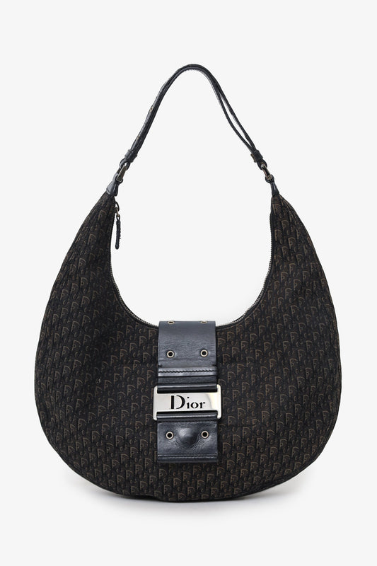 Christian Dior 2005 Black Diorissimo Canvas and Leather Street Chic Crossbody