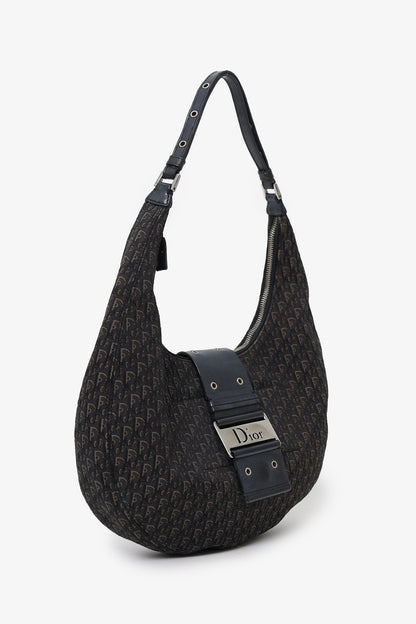 Christian Dior 2005 Black Diorissimo Canvas and Leather Street Chic Crossbody
