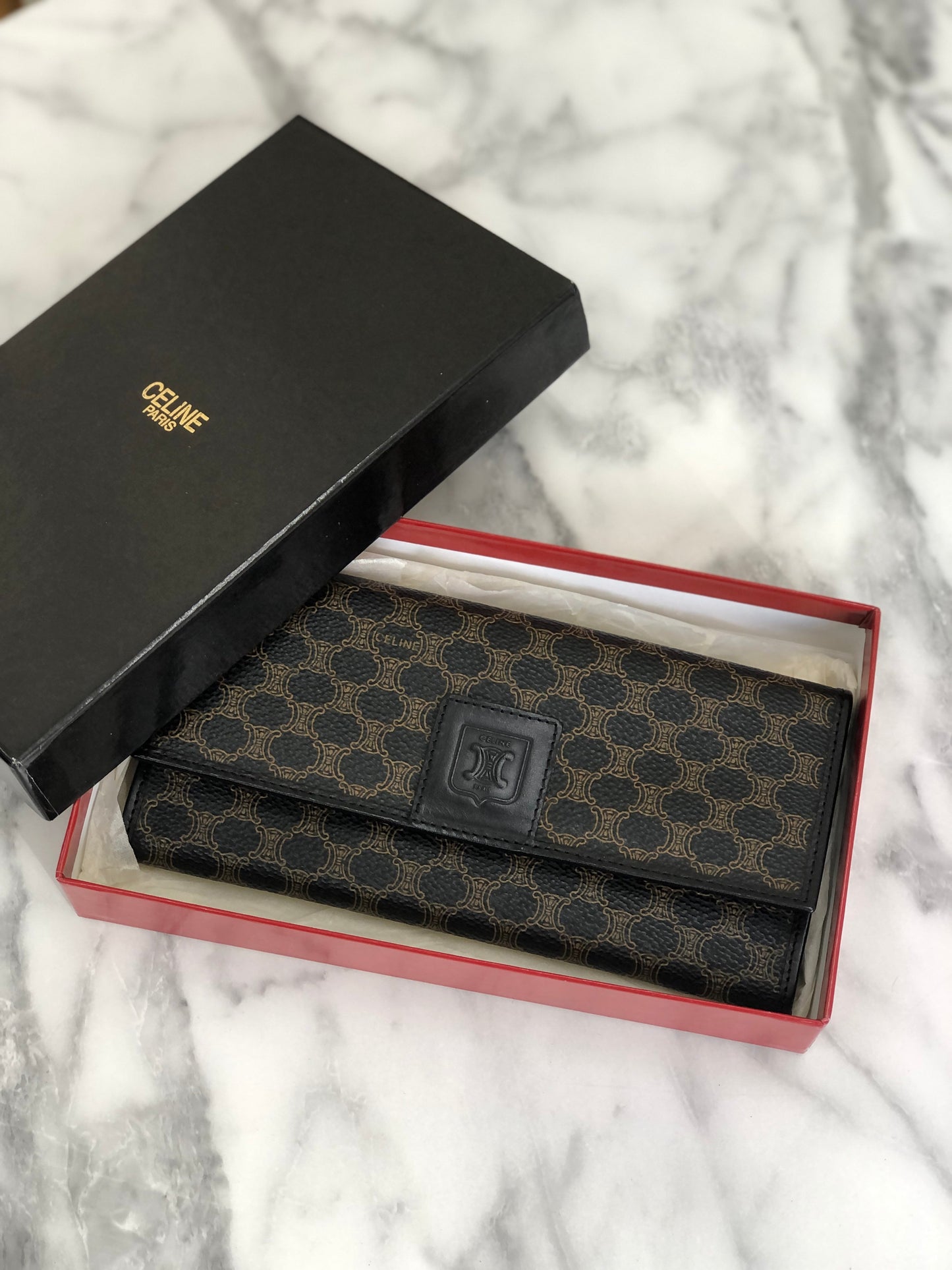 CELINE  Long Wallet Black Vintage 66c45f