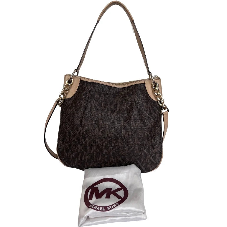 Michael Kors Jet Set Signature Leather Trim Hobo Bag