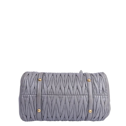 Miu Miu Grey Gathered Leather To Zip Tote