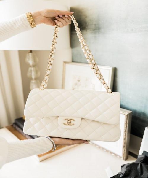 Chanel Classic Medium HandBag White Chanel Classic Medium HandBag White