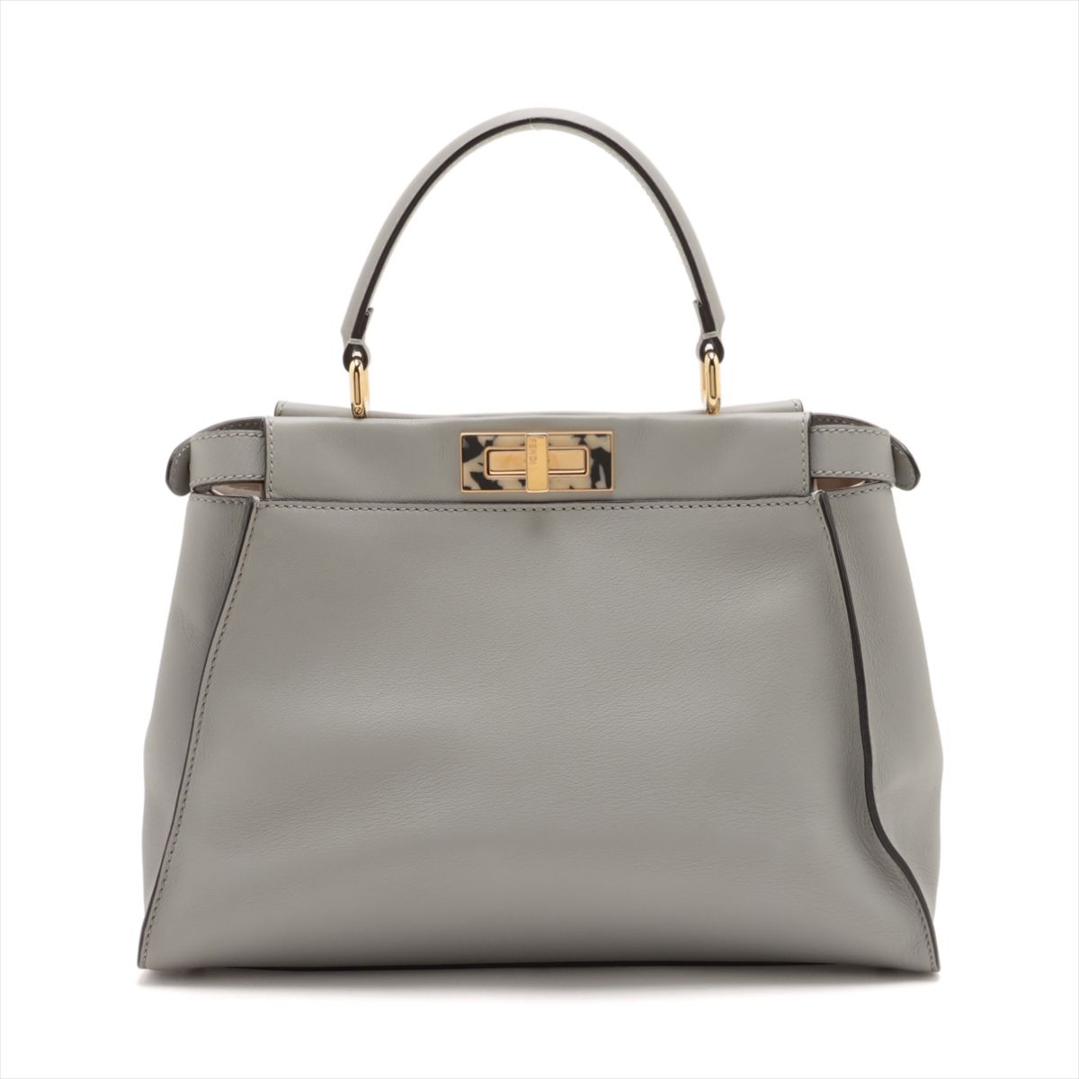 Fendi Peekaboo Regular 2-Way Bag in Grey with Tortoiseshell Accents