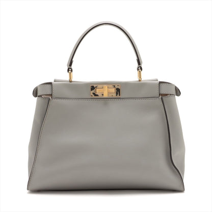 Fendi Peekaboo Regular 2-Way Bag in Grey with Tortoiseshell Accents