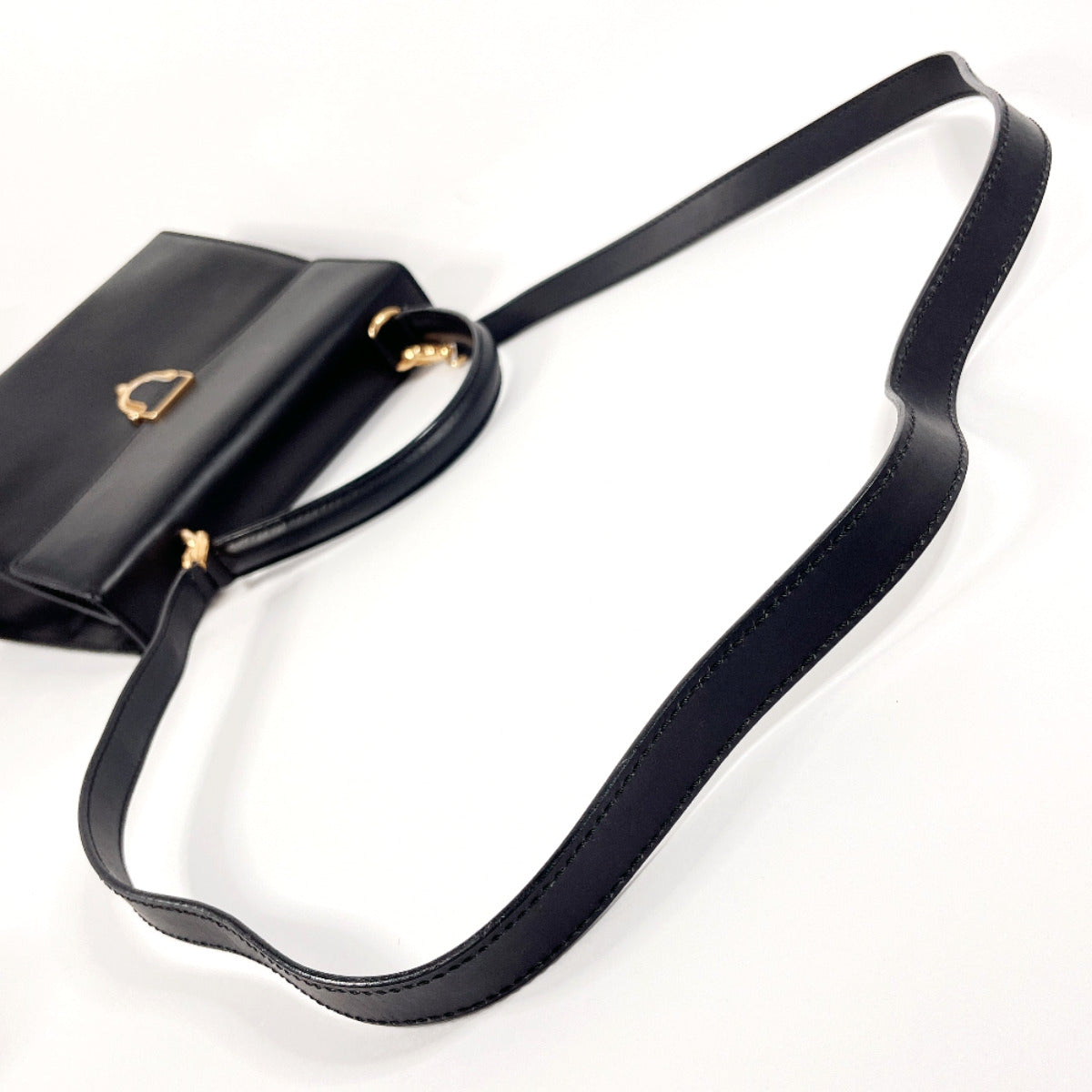CELINE Handbag leather black Kelly type Women Used