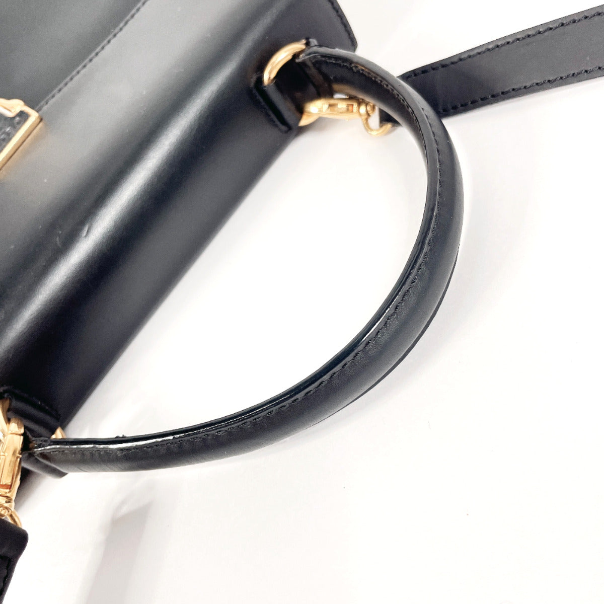 CELINE Handbag leather black Kelly type Women Used