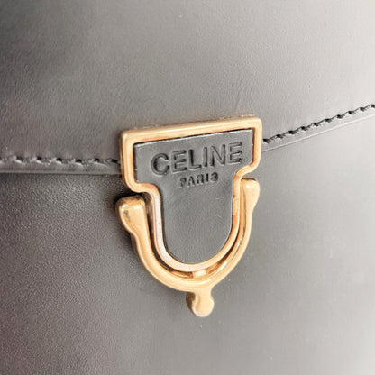 CELINE Handbag leather black Kelly type Women Used