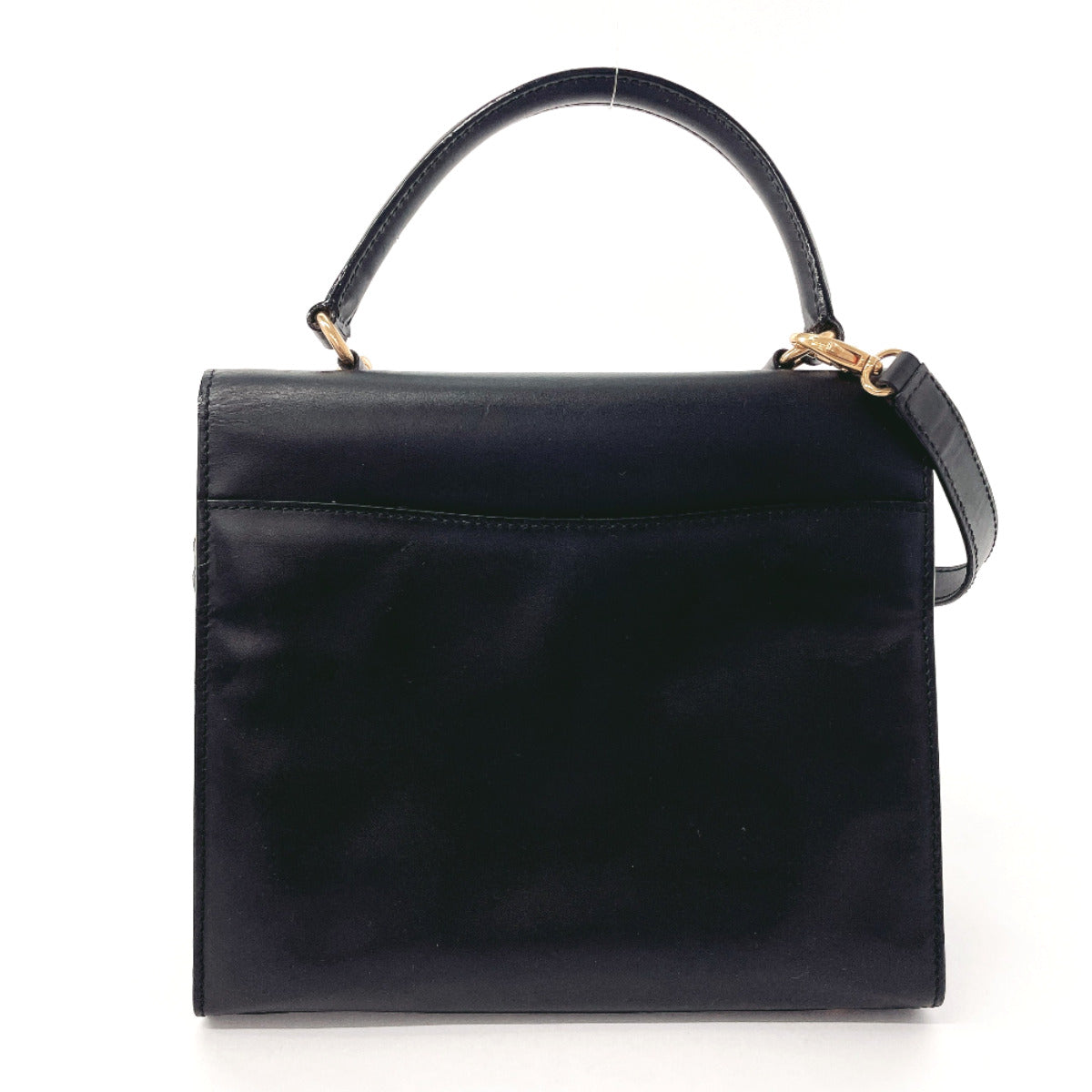 CELINE Handbag leather black Kelly type Women Used