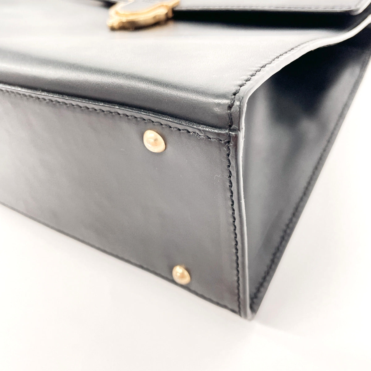 CELINE Handbag leather black Kelly type Women Used