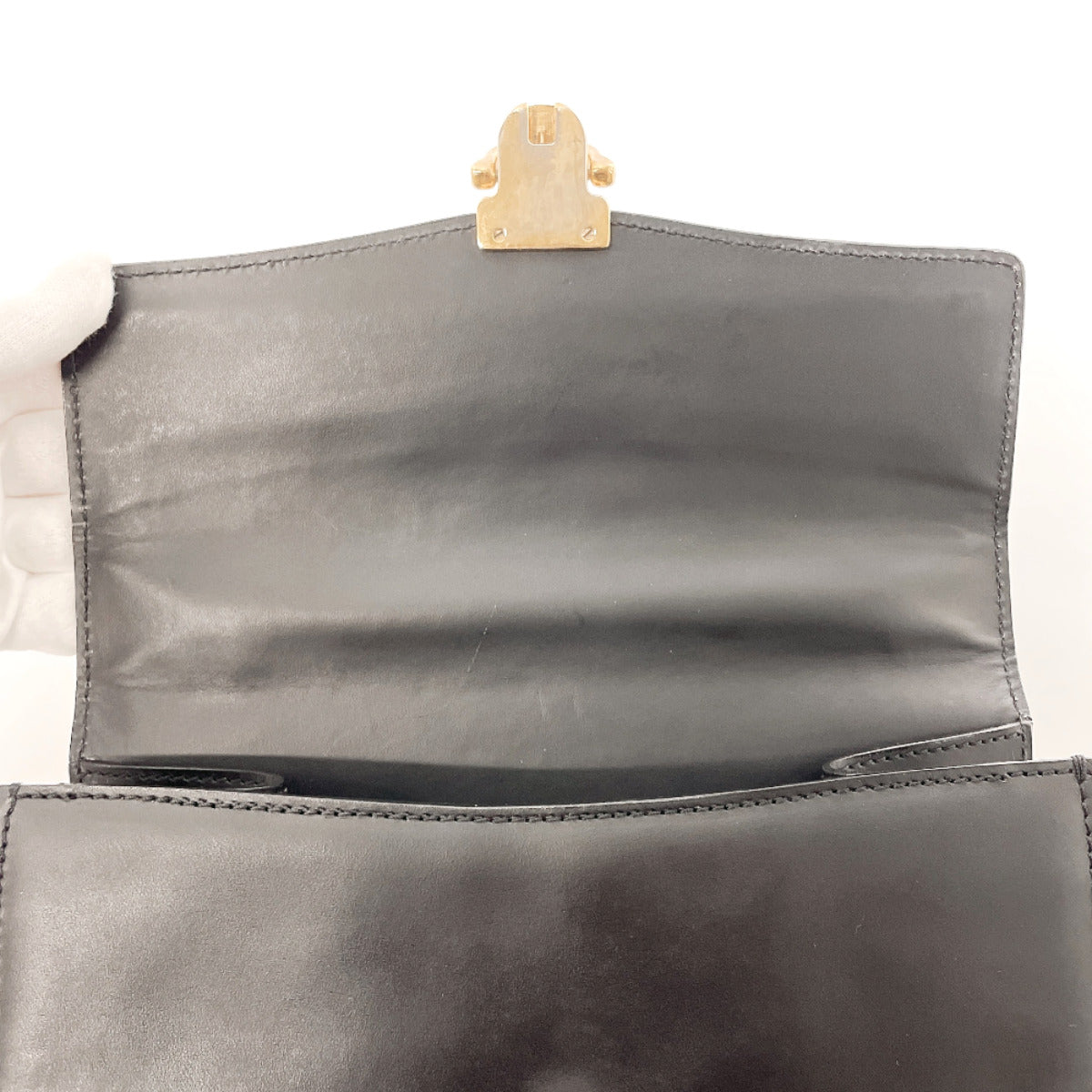 CELINE Handbag leather black Kelly type Women Used