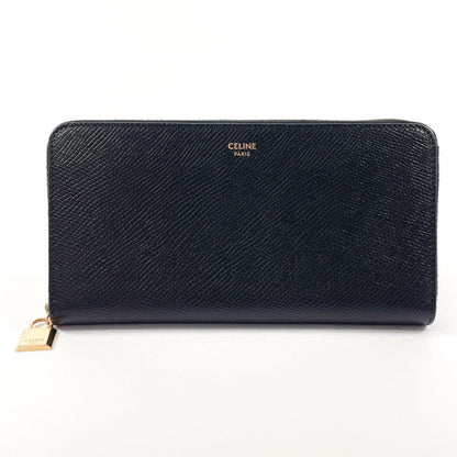 CELINE Long Wallet Purse leather black Christmas Collection Zippy wallet Women Used