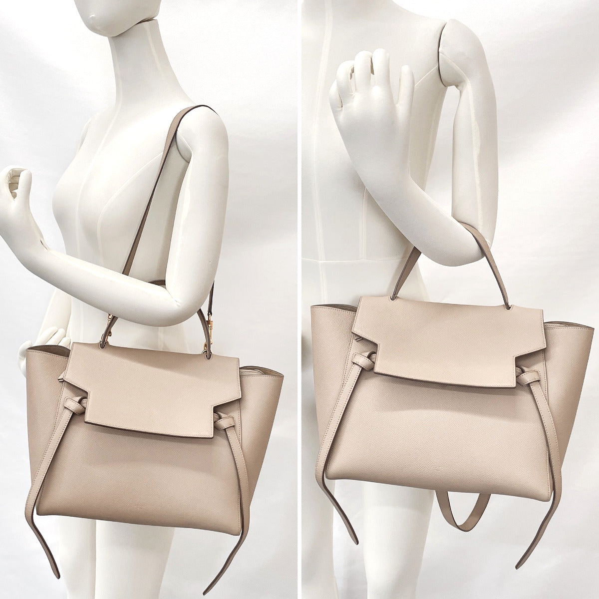 CELINE Shoulder Bag leather beige Belt bag mini Women Used