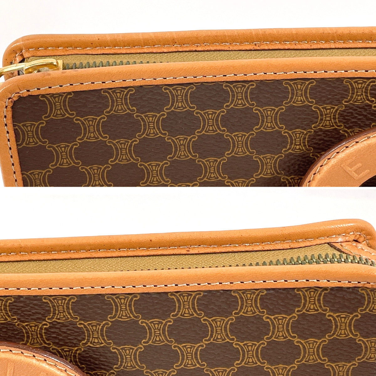 CELINE business bag PVC Brown vintage Macadam Women Used
