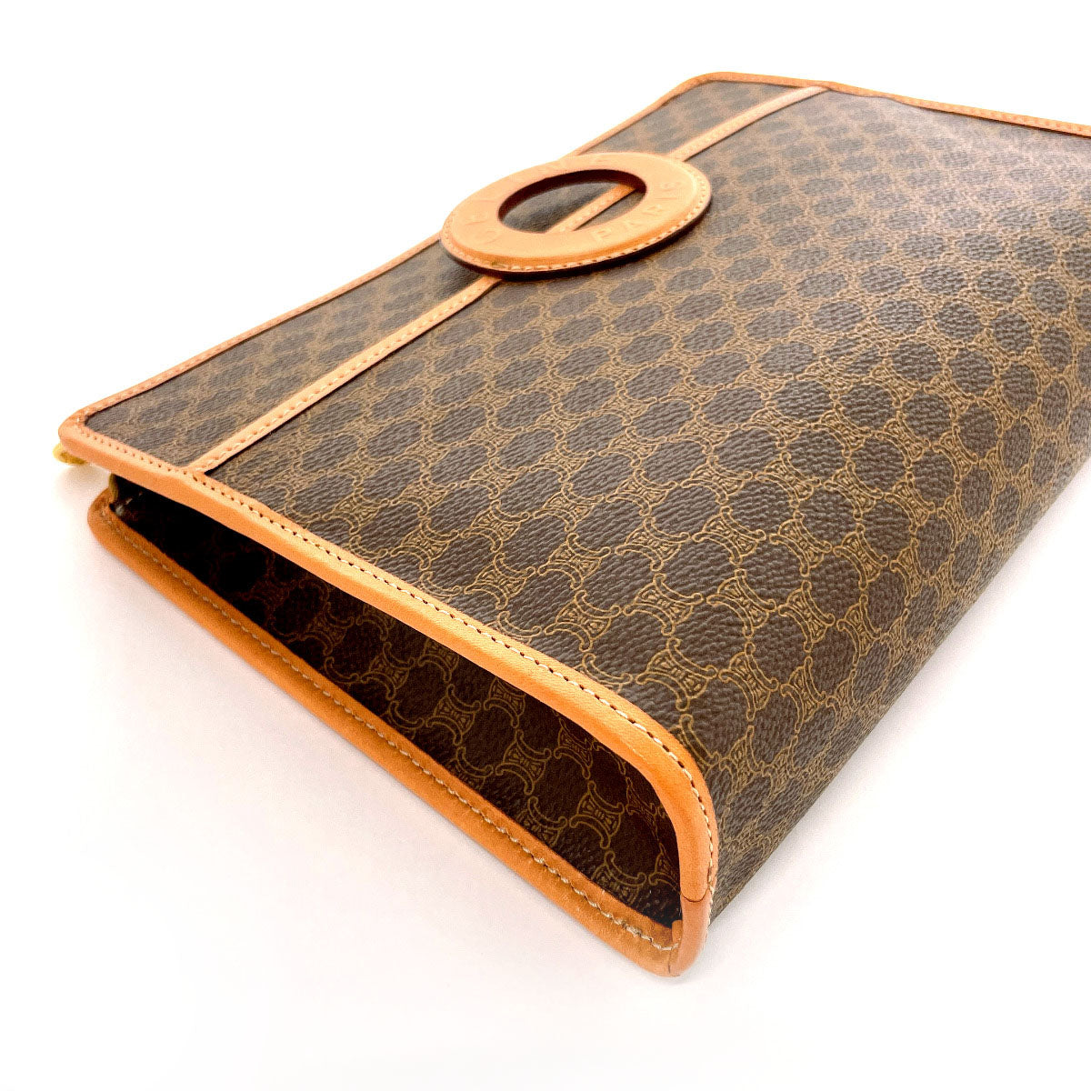 CELINE business bag PVC Brown vintage Macadam Women Used