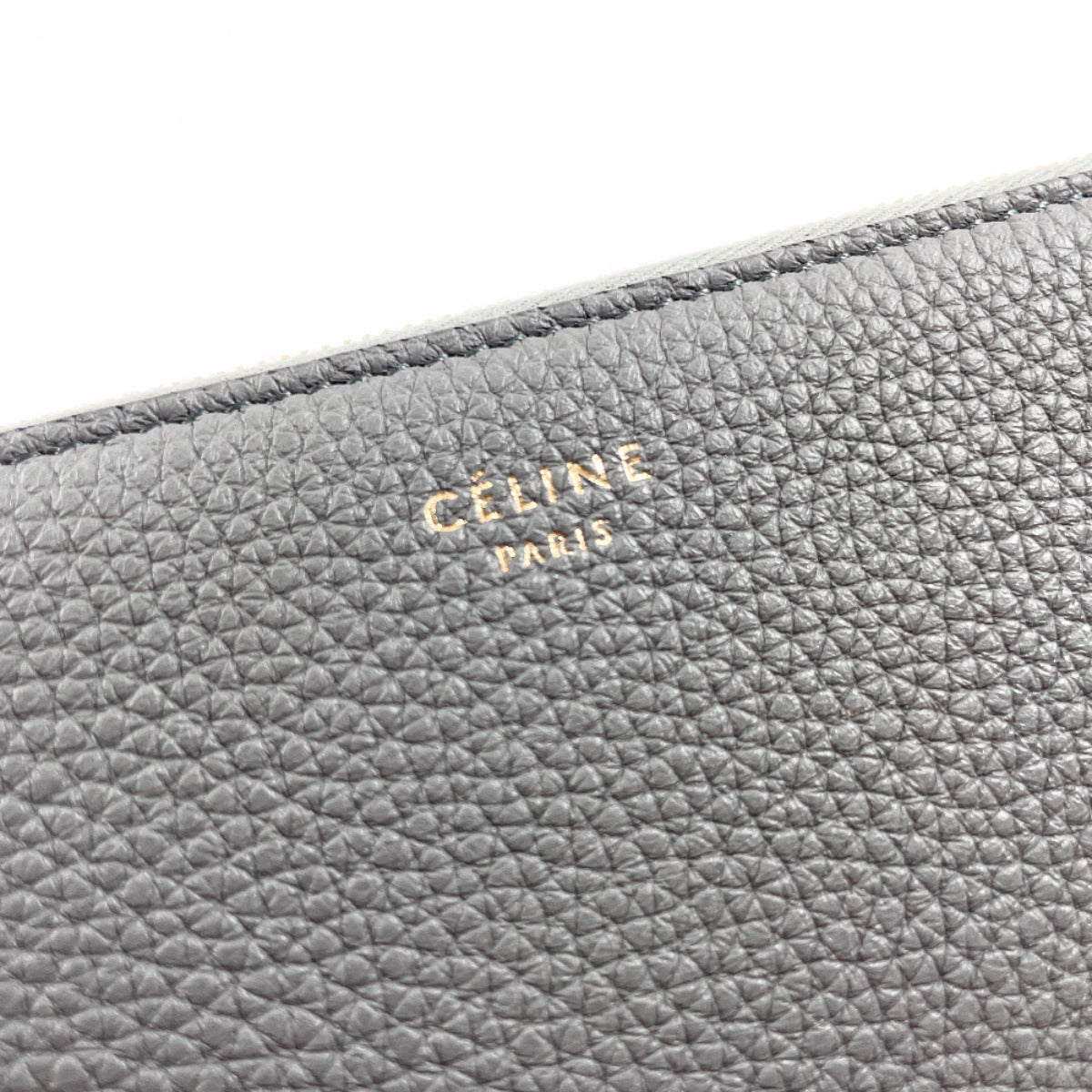 CELINE Long Wallet Purse 105003 leather gray Zip Around Large Zipped Multi-Function Women Used