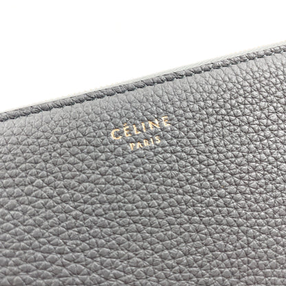 CELINE Long Wallet Purse 105003 leather gray Zip Around Large Zipped Multi-Function Women Used