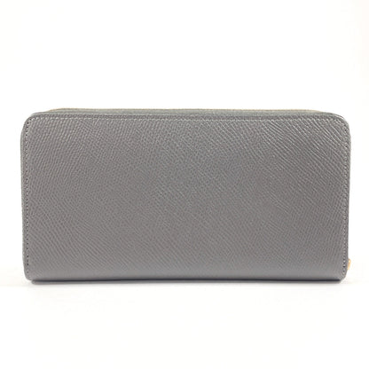 CELINE Long Wallet Purse 10B55 leather gray Large Zip Around Women Used