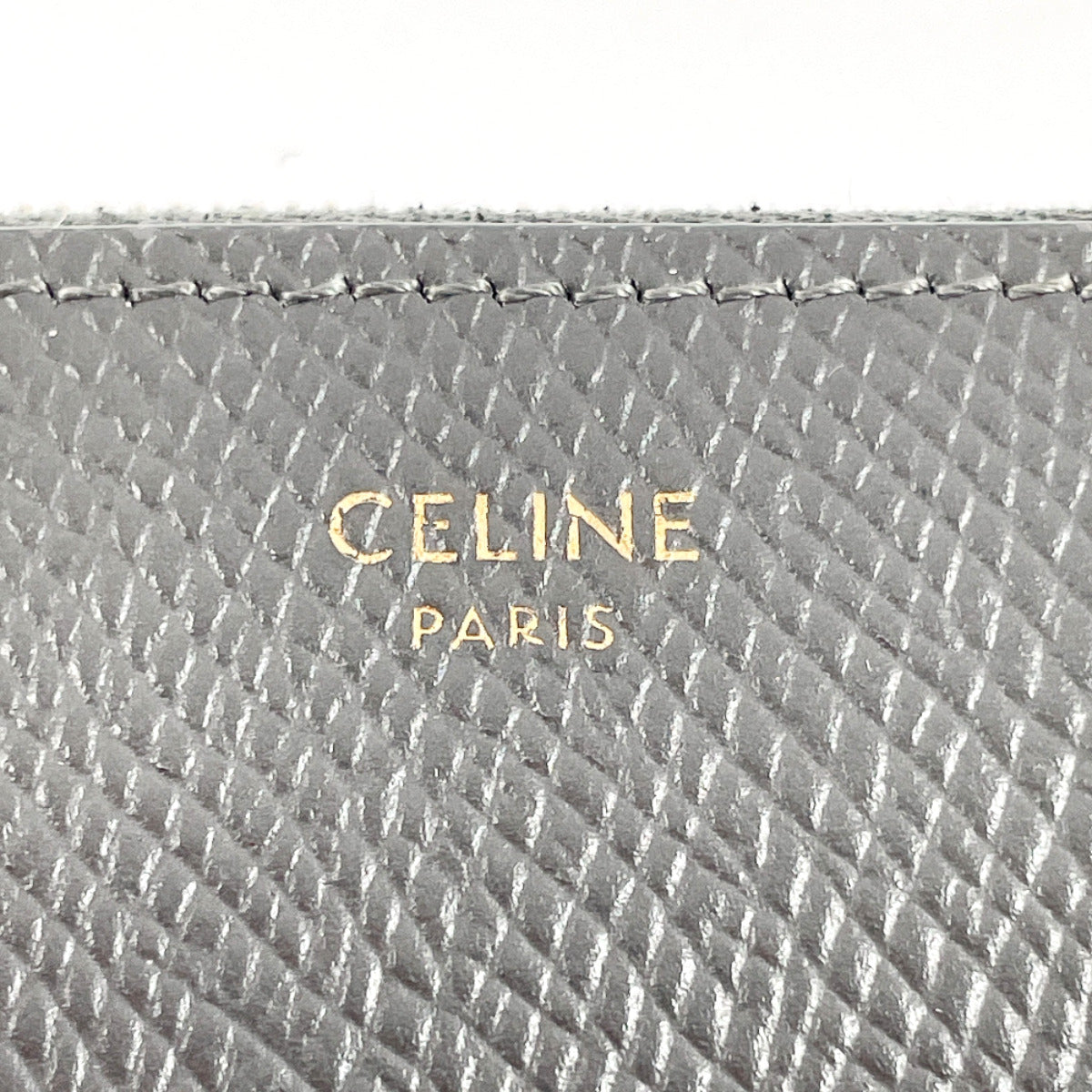 CELINE Long Wallet Purse 10B55 leather gray Large Zip Around Women Used