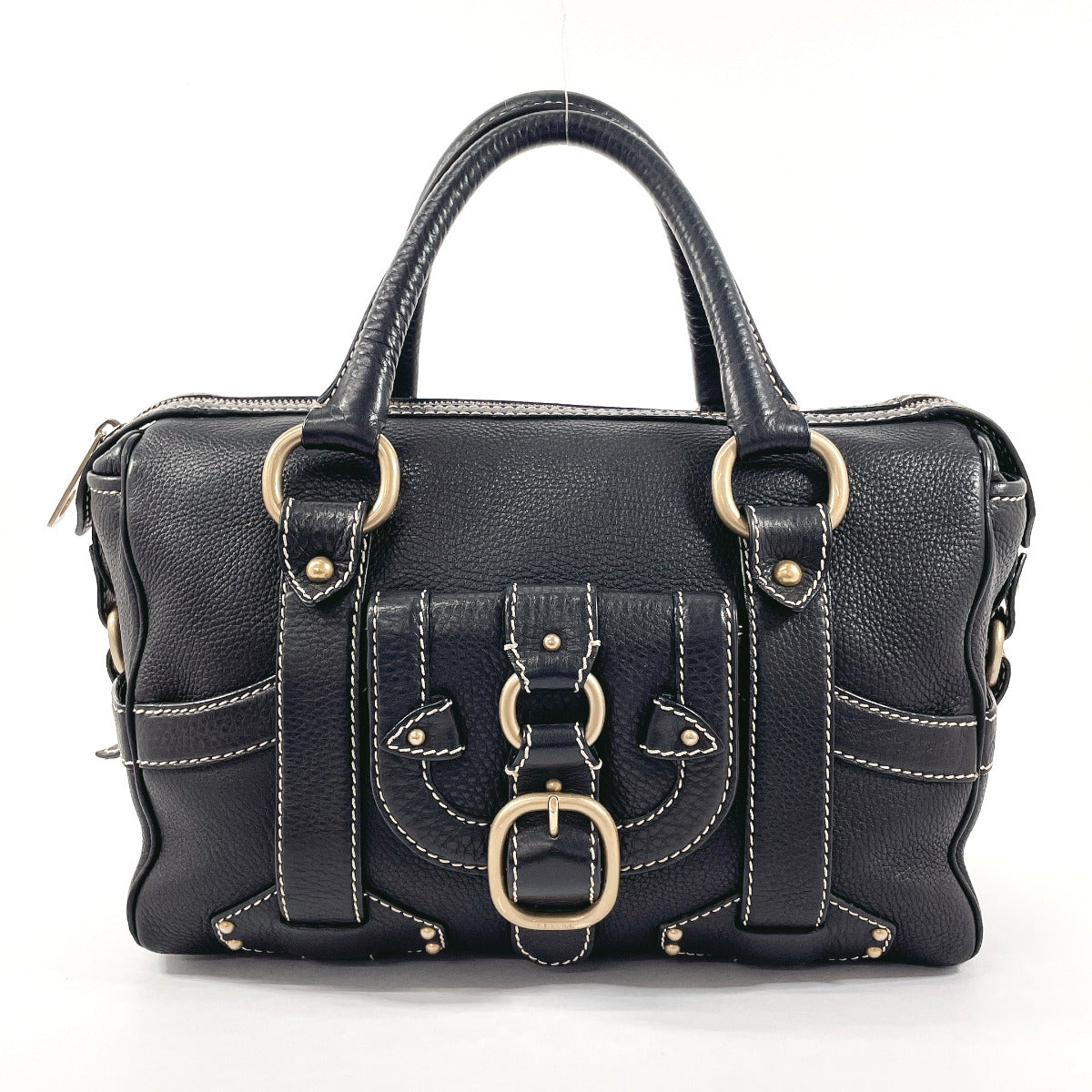 CELINE Handbag leather black Women Used