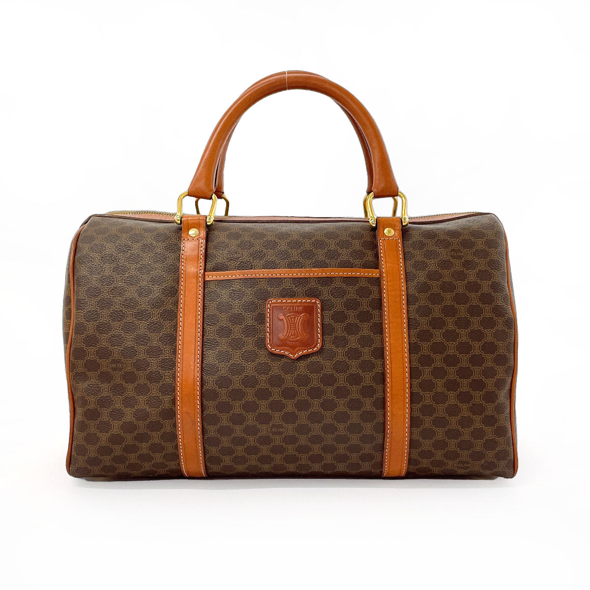 CELINE Handbag PVC, Leather Brown Macadam Mini Boston Women Used
