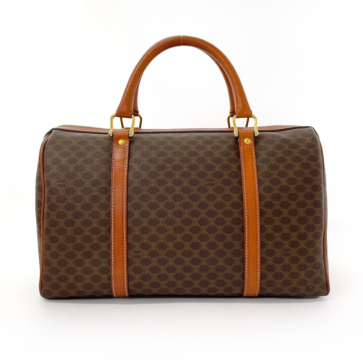CELINE Handbag PVC, Leather Brown Macadam Mini Boston Women Used