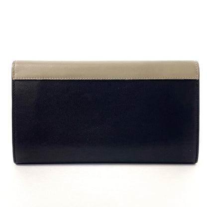 CELINE Long Wallet Purse leather black Tri-folded Women Used