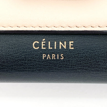 CELINE Long Wallet Purse leather black Tri-folded Women Used